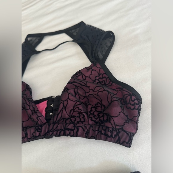 RAD Tease Tempest Fuchsia Purple Black Mesh Pole Festival Top and Bottom Set S/M - Picture 5 of 8